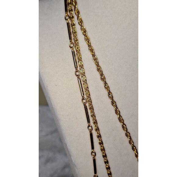 Elegant Vintage Women's Necklace Layered Gold Tone Evening Cocktail Party - Picture 3 of 10